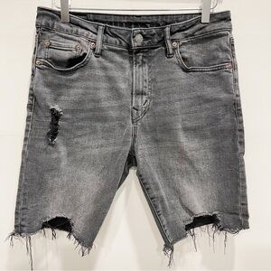 American Eagle Distressed Denim Shorts Washed Black Size 32